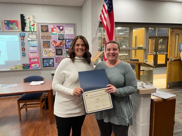 Staff member of the month for September at Great Meadows Middle School