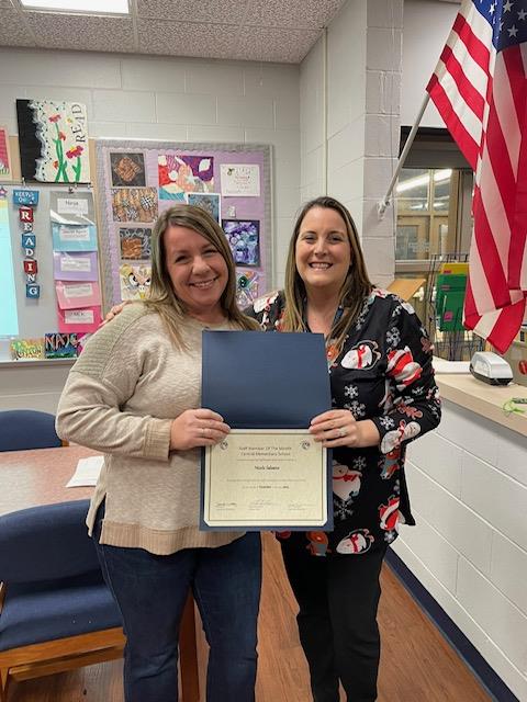 Photo of Central School staff member of the month for December 2023.