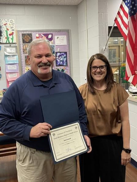 Photo of Great Meadows Middle School staff member of the month for December 2023.
