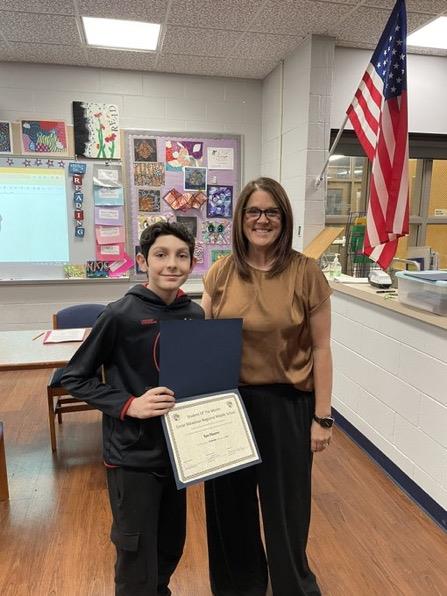 Great Meadows Middle School student of the month for December 2023.